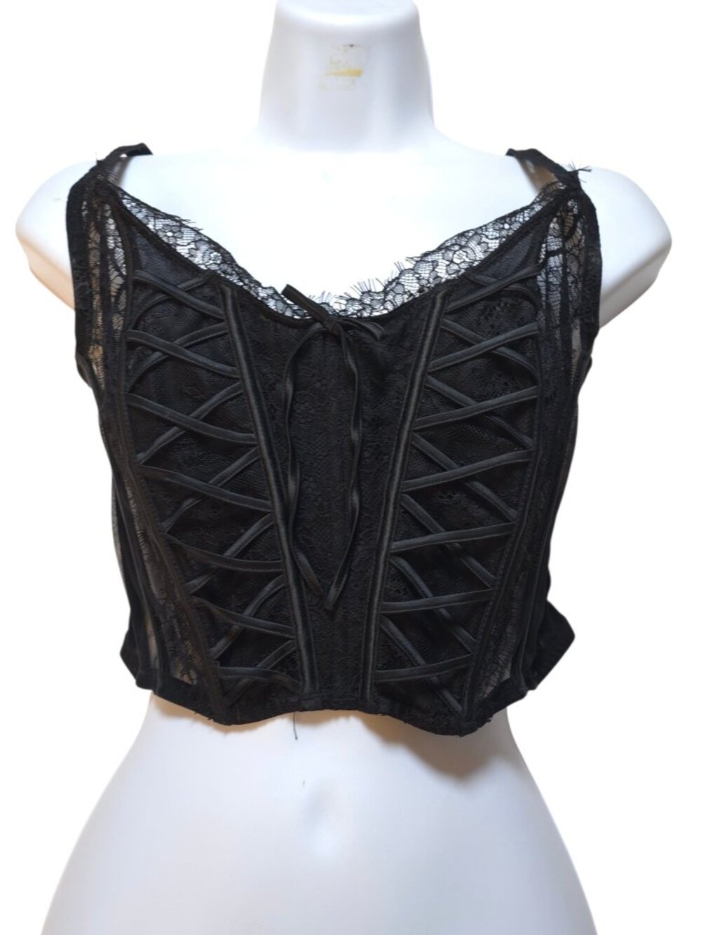 Victoria’s Secret Dream Angels Ribbon Slot Corset Bra M DD/E80 Black